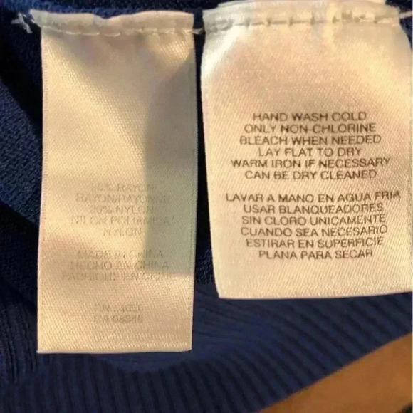 Anne Klein Large Royal Blue Knit Sweater Button Front Large Buttons 3/4 Sleeve - Picture 8 of 8